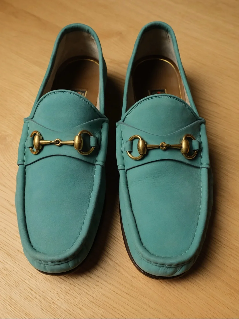 Rare Gucci 1953 Horsebit Loafers Teal Leather Size 8 With Box